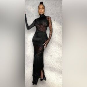 Tom Ford Patchwork Lace & Satin Long Dress Size 40